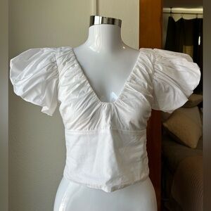 Abercrombie & Fitch White Puff Sleeve Blouse